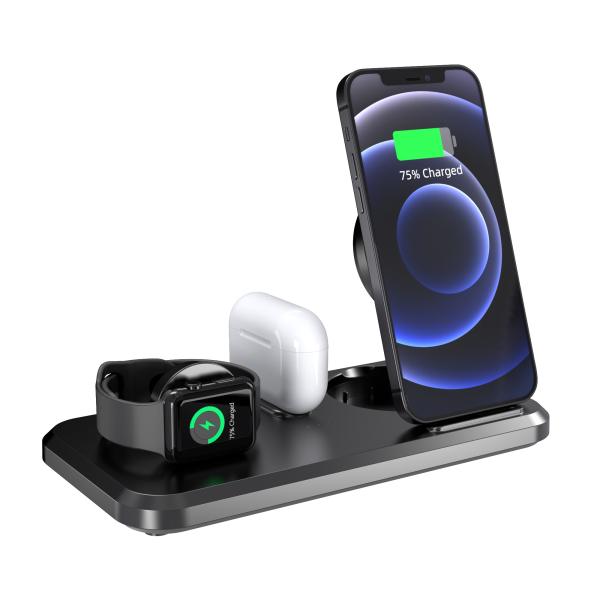 Quality ABS Wireless Charger Station 15W Qi Fast Charger For Mobile Phone/Smart Watch/Headset for sale