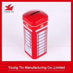 China Metal Tinplate Material Square Tin Money Box Recyclable LFGB Certification wholesale