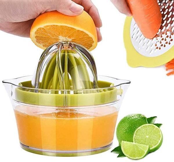 Quality Manual Bulk Kitchen Supplies Orange Lemon Squeezer Juicer With Measuring Cup Grater for sale
