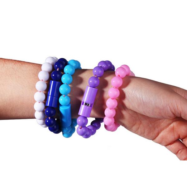 Wearable Bracelet Micro USB Cable 1ft 24cm Charger Bead Sync Data Extra Charging Line