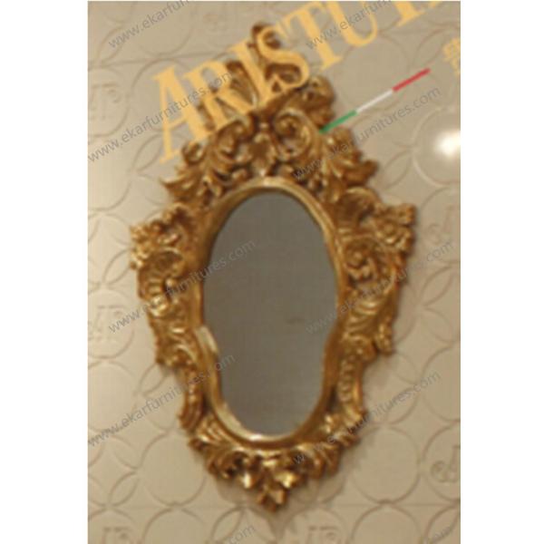 Shaped Wall Dresser Mirror with Carven frame golden color FG-105