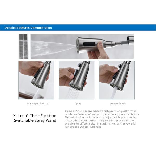 Spot Resist Kitchen Mixer Taps Brushed Nickel Pull Out Kitchen Faucet OEM ODM
