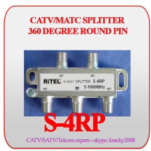 CATV/MATV 2-way splitter with 360 degree round PIN