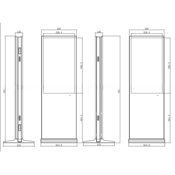 4G Network 43'' AD Kiosk Floor Standing LCD Advertising Display 1920x1080 / 3840x2160