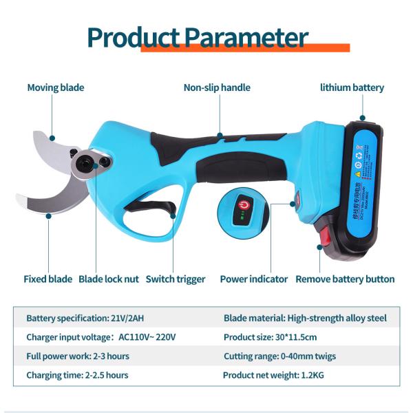 Swansoft 40mm Tijeras de podar de iones de litio de 16,8 V, tijeras eficientes, bonsai, ramas de árboles eléctricas, he