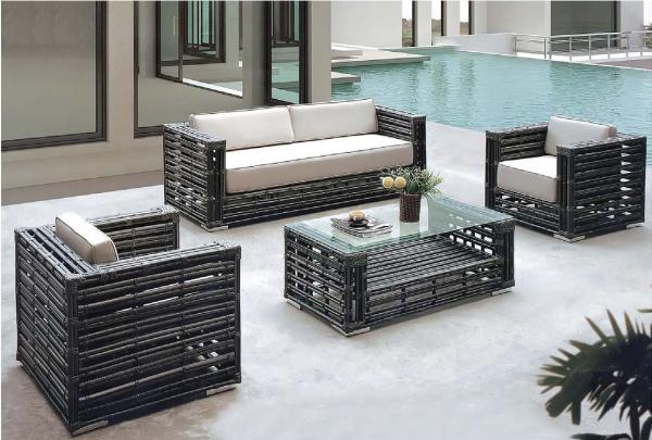 Quality YLX-RN-007 Single / Three Seat  PE Rattan Chair and Table with Glass for sale