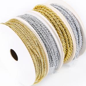 China Gold Silver Braided Polyester Rope Twisted 5mm 3 Strands Rope wholesale
