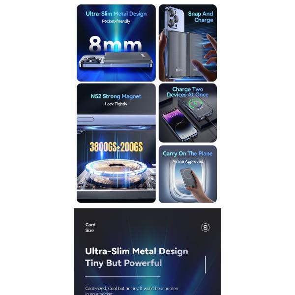 ESSAGER KR-W002 Series Mini Wireless Power Banks Ultra Thin 5000mah