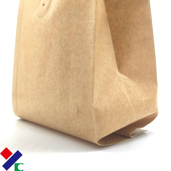 Heat Seal 100% PLA Kraft Paper Pouch Compostable Coffee Bags With Valve And Custom Logo