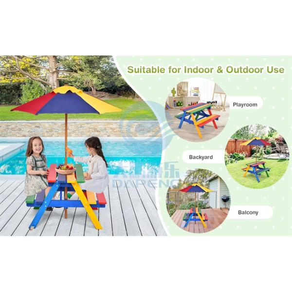 Multicolor Swimming Pool Accessories Non Toxic 4 Seat Kids Picnic Table Bench Set