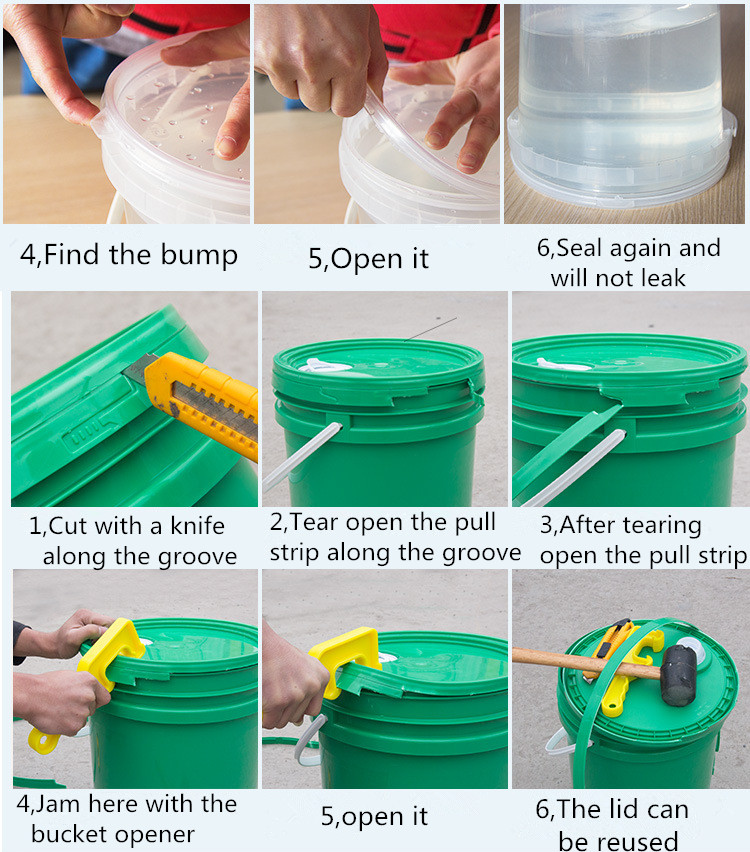 1L Capacity Plastic Bucket Made of Impact Resistant PP Material with Airtight Seal