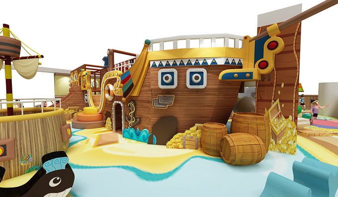 Pirate Ship Indoor Playground with Soft Padded Structure