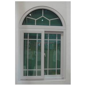 White UPVC Sliding Windows With Arch Window Design And Grill 10 Years Value