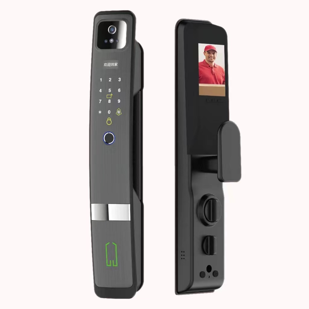 6068 Mortise Tuya APP Password Card Fingerprint Electronic Door Lock With Face Camera 6kg