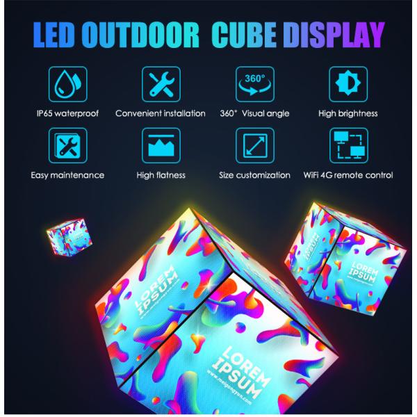 Outdoor Waterproof Advertising Led Cube Screen , P2.5 Pixel Led Cube Display
