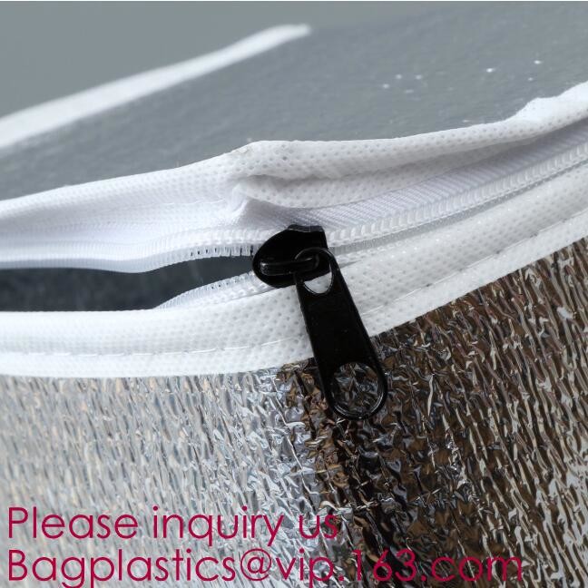 Custom Packing Aluminum Foil Zip-Lock Grocery Handle Thermal Insulation Cooler Bag For Outdoors,Promotional Insulated La