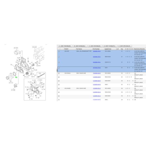 8-97602378-3 CRANKSHAFT FROM OIL SEAL 8993344820 SUITABLE FOR ISUZU FRR FSR 6HH1 6HK1 6HE1