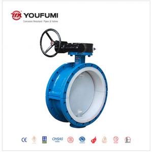 China Flanged PTFE Lined Butterfly Valve DN500 PN16 Anticorrosion For Caustic Soda wholesale