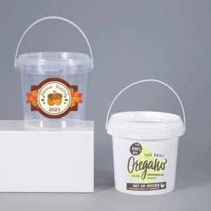 China Custom Order PP Bucket Customize Logo White Transparent Round Food Takeway Box Tub With Anti-Theft Lid wholesale