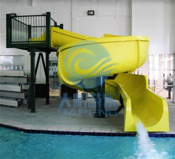 Quality Yellow Open Spiral Swimming Pool Slide 2.2m High Fiberglass Customized for sale