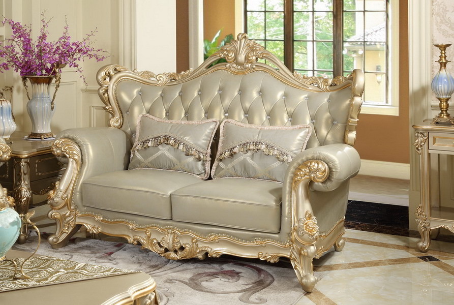 French style Luxury design of Living room Sofa sets 1+2+3 used Beech wood Carving and Import Italy Leather Furniture