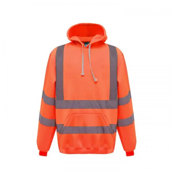 Construction Site Long Sleeve Plus Fleece Zipper Reflective Hoodie Outdoor Highlight Safety American Size Cardigan Coat