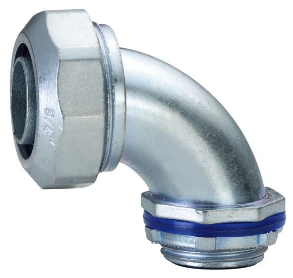 Quality 4" 90 Degree Liquid Tight Connector , Liquid Tight Flexible Conduit Fittings Angle Type for sale