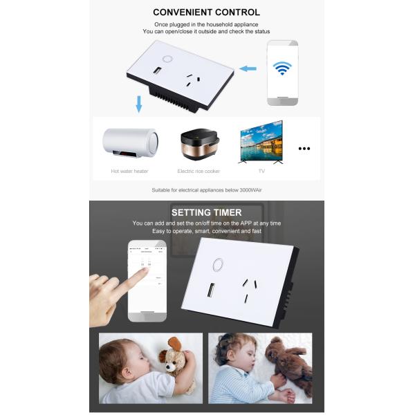 Glomarket Smart Wall Socket With Switch Tuya App Phone Remote SAA Certificate