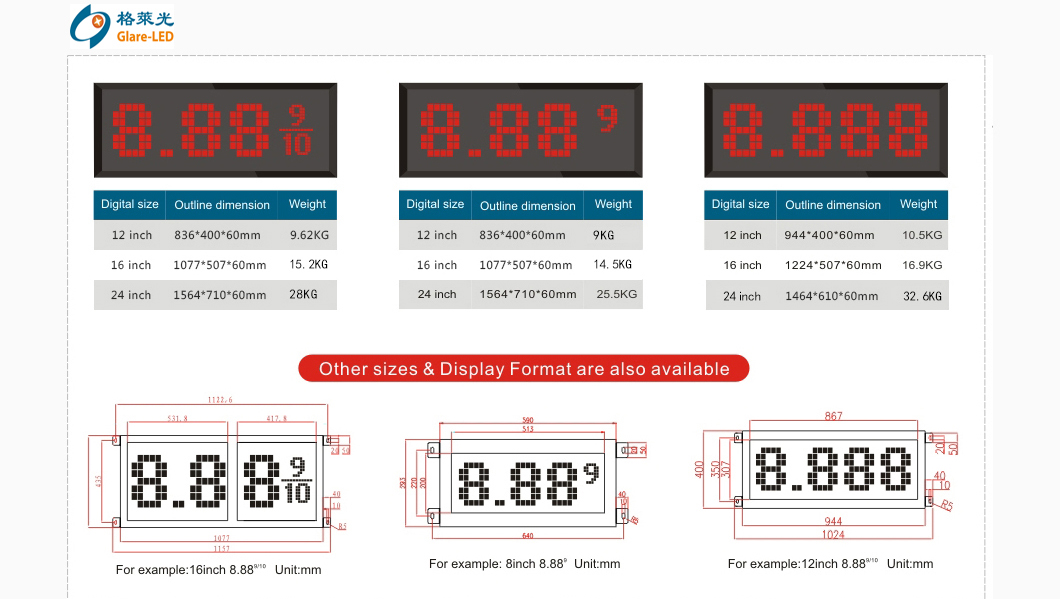 110/220VAC Power Input Front or Rear Access 18 Inches Digital LED Gas Signs for Outdoor