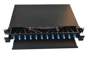 China Black / White 12 Port LC Fiber Patch Panel Rack Mounted Type 24 Cores wholesale