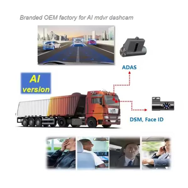 ADAS DMS All-in-One Mini Dash Cam 3CH 4G Car DVR Recorder for Taxi/Truck/Uber