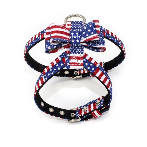 Country Flags Pattern Baby Dog Harness Set Soft Fiber No Pull Easy Control