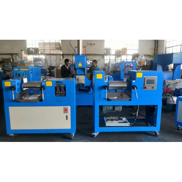 PLC Controlled Rubber / Plastic Two Roll Mill , Lab Mixing Mill