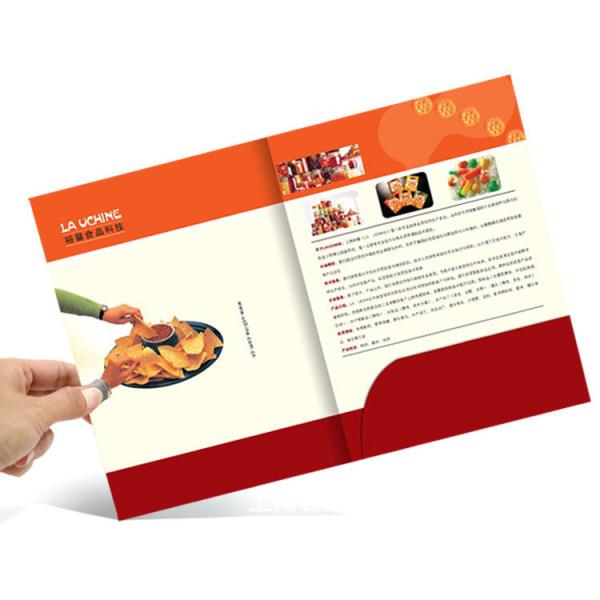 Quality A4 Size Full Color Brochures Pocket Paper Cardboard File Folder For Office for sale