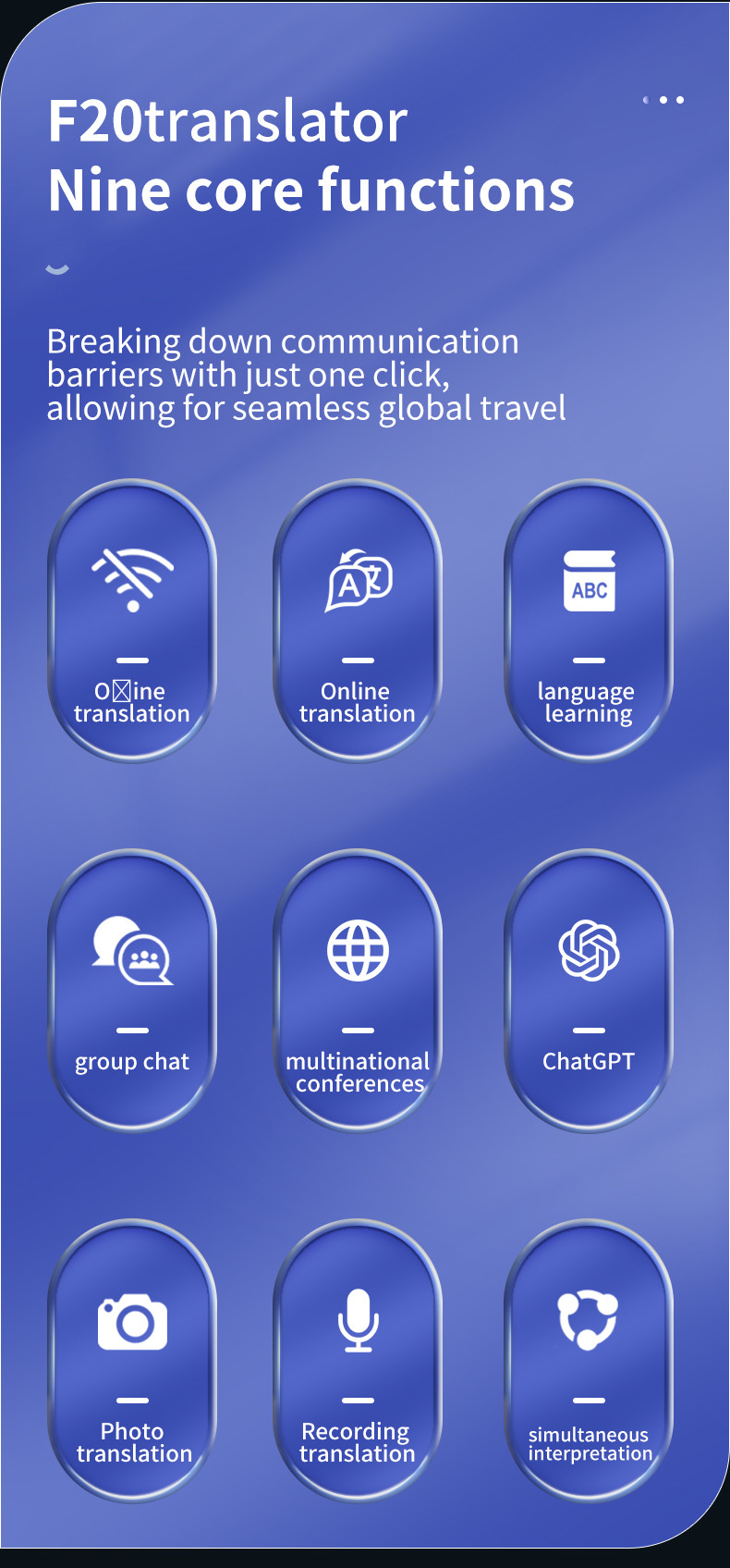 F20 Voice Translator Crossing Language Mountains And Seas Photo Offline Recording Translation