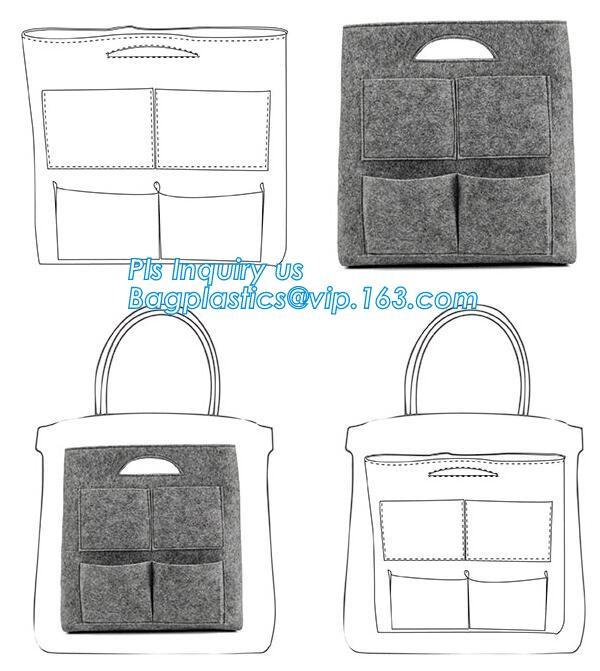 Eco-Friendly Grey Reusable Felt Grocery Shopping Handbag Tot Bag For Women Men,Mesh bags,Shopping bags, Drawstring bags,