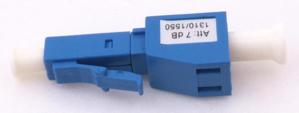 Quality Blue LC Fiber Attenuator For Testing Equipment , Fixed Optical Attenuator 7 DB 10 DB for sale