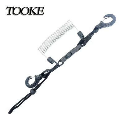 Flexible Secure TPU Plastic Wrist Diving Spring Coil Lanyard For Snorkeling Surfing