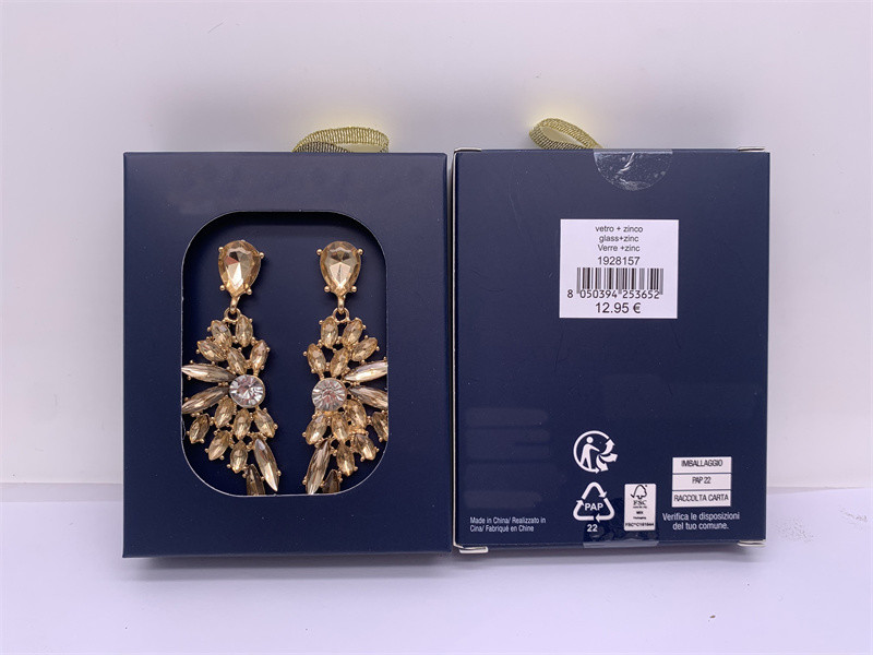 China Women Fashion Jewellery Earrings Crystal Flower Shape Long Rhinestone wholesale
