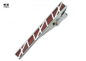 China Slim Brown Matte Mens Tie Bars Gift For Business Promotion 15g wholesale