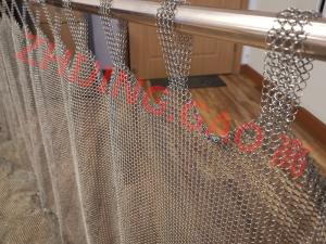 China Height 2.30 M Width 1.50 M Ring Size 7mm Silver Color Tab Top Ring Mesh Curtain wholesale