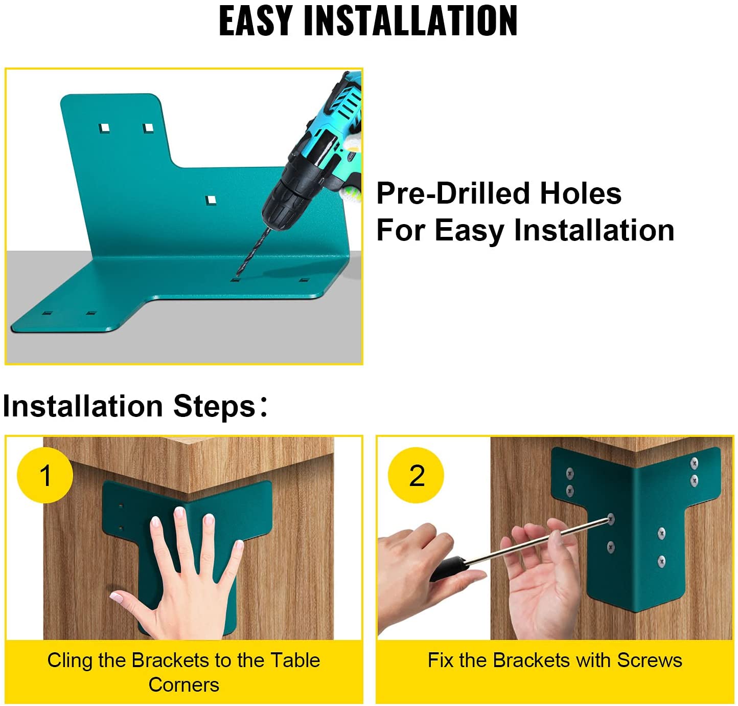 15.5kg Heavy Duty Workbench Bracket Kit Sturdy Steel Brackets Powder Coated