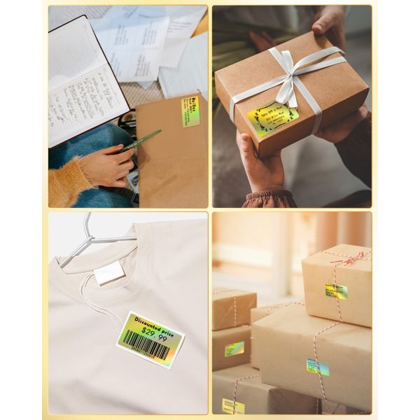Handmade Adhesive PVC Sticker Roll Transparent Waterproof Holographic Label Paper for Clothing Bottle Promotion Use