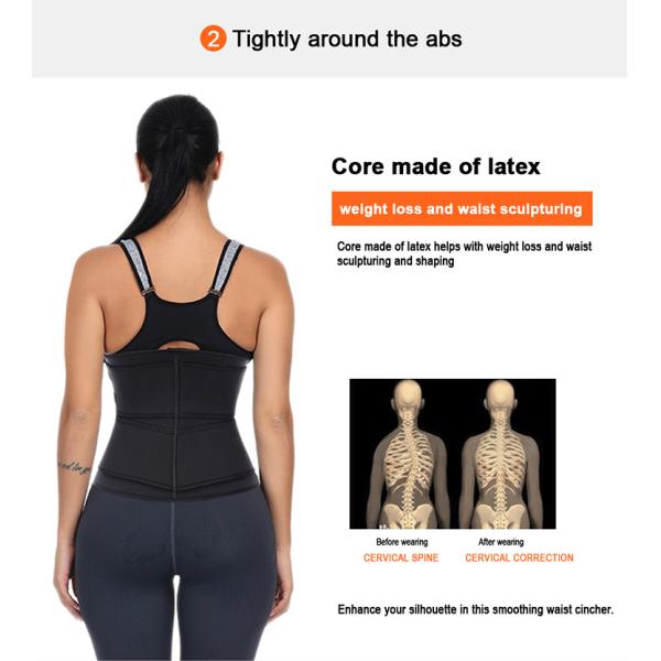 HEXIN Custom Print Logo Zipper Front Compression Double Belt Neoprene/Latex Waist Trainer Women For Lose Weight