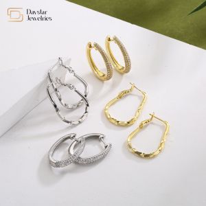 China Geometric Rhinestone 18k Gold Plated Earrings , Diamond Huggie Hoop Earrings wholesale