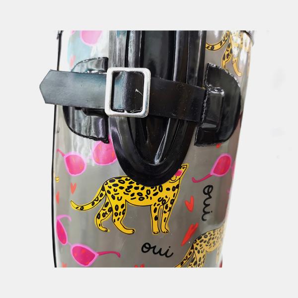 BSCI Cheetah Slip Resistant Waterproof Rubber Rain Boots For Womens