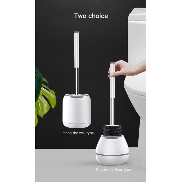 Bathroom Sustainable Silicone Toilet Cleaning Brush And Holder Set Multipurpose