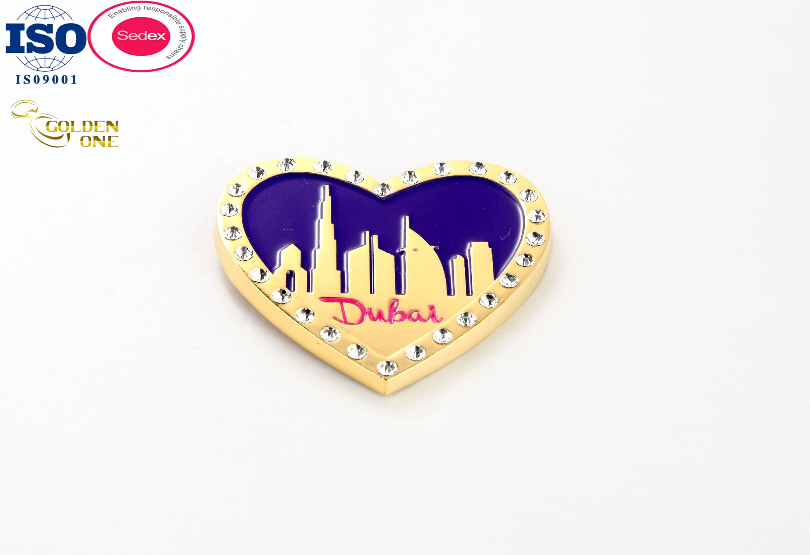 Customized 3d Saudi Arabia Fake Diamond Souvenir City Refrigerator Magnet Custom Logo Metal Magnet Fridge Magnet