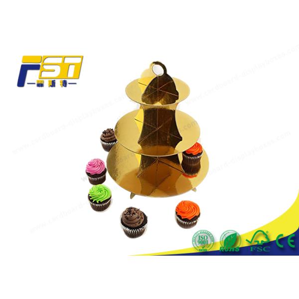 Durable Cardboard Three Tier Cake Stand , Cardboard Cupcake Display Stands