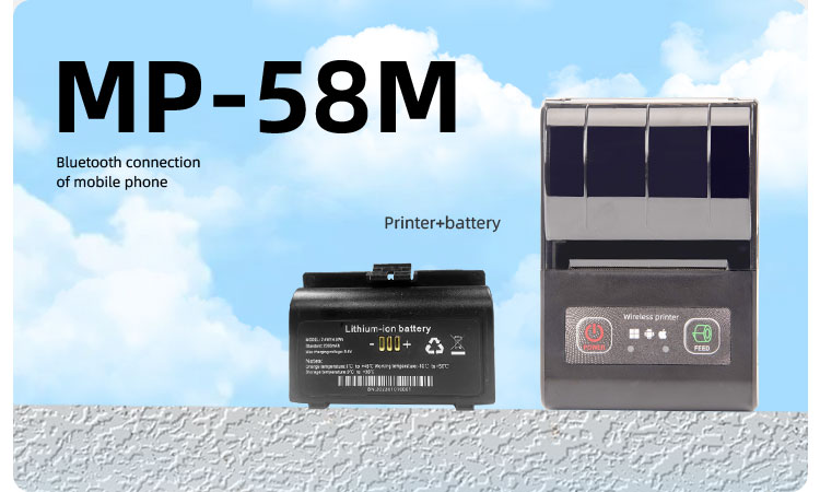 Max. Resolution 203 Dots/line 58mm Wireless Thermal Printer for Taxi Bill Dispensing